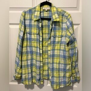 Jones New York Plaid Button Down Shirt in Blue and Yellow